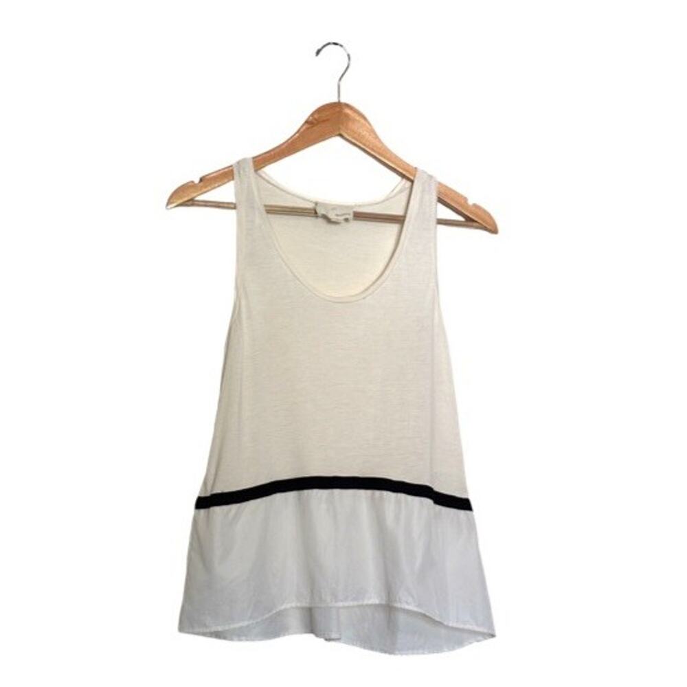 Girl. Band of Outsiders Challah Tank Size Medium 2 Cream Black White Scoop Neck
